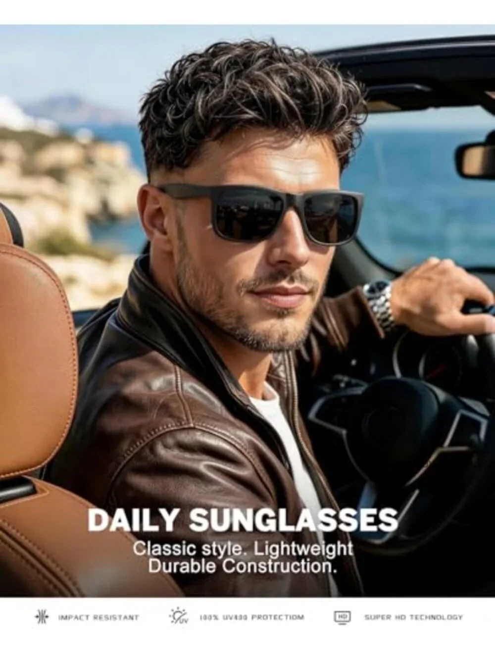Polarized Sunglasses 3-Pack Classic Rectangular UV Protection for Men Women